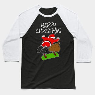 Skateboarding Santa Fallen Off Skateboard Funny Christmas Baseball T-Shirt